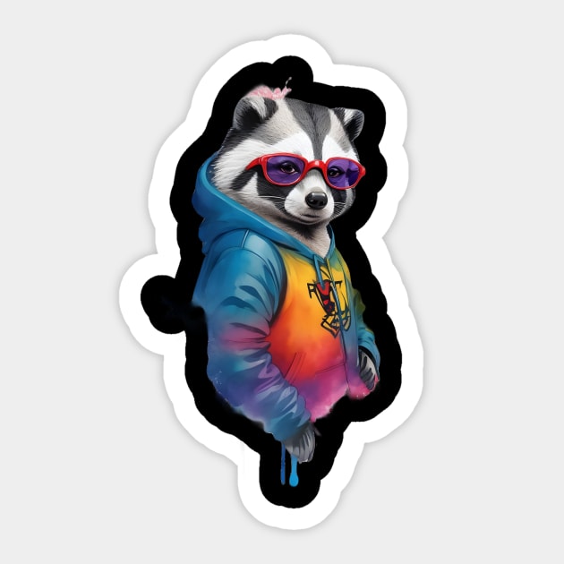 Colorful Badger with Glasses - Colorful Badger - Sticker | TeePublic